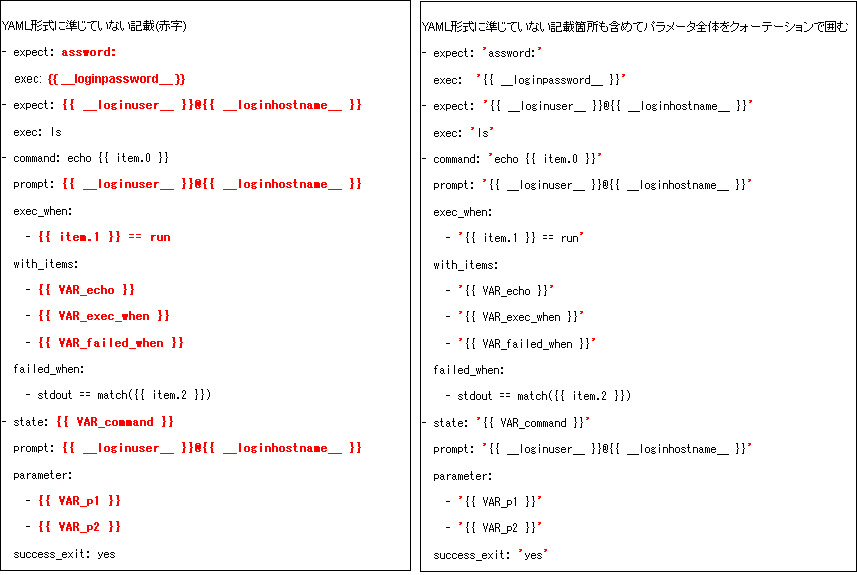 対話ファイルをyaml形式で記載する際の注意事項